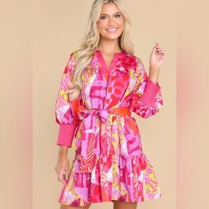 Vibrant Pink Patterned Dress